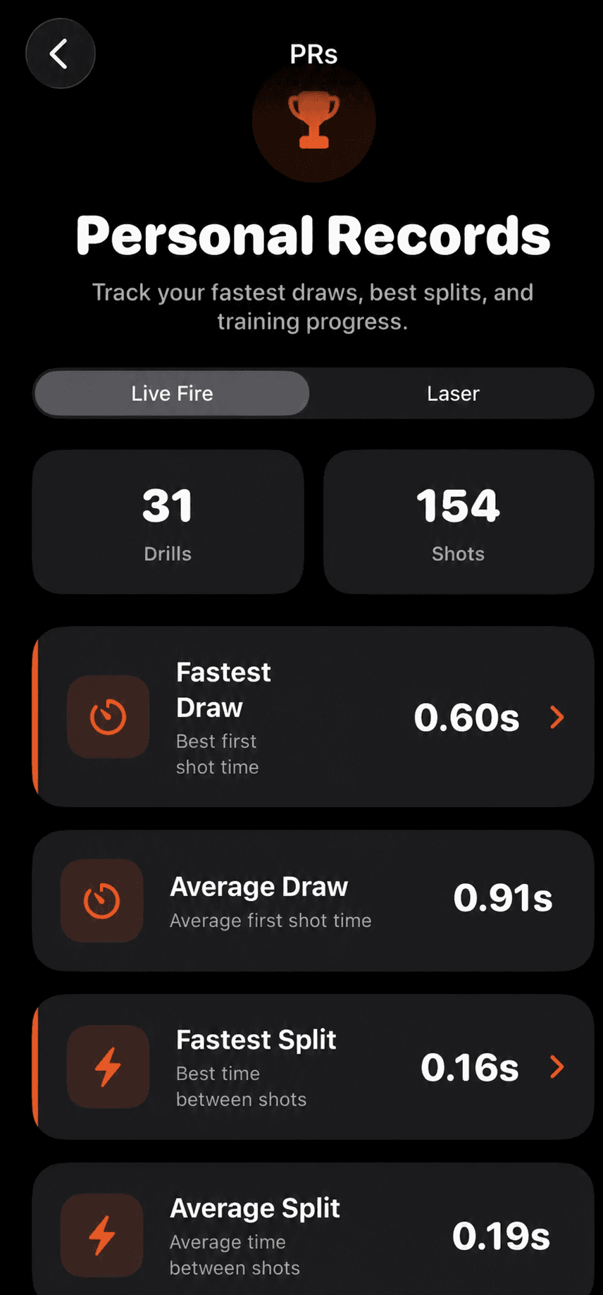 ShotPath personal records and progress tracking